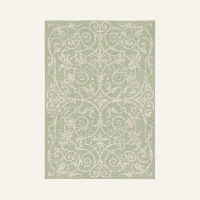 Cassina Floral Ivory Light Green Indoor Outdoor Area Rug