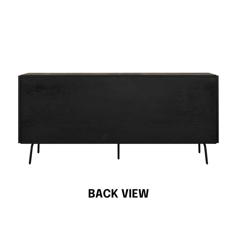 Sideboard Drawers Buffet Cabinet with Groove Design and Metal Legs, Storage Cabinet for Living Room, Dining Room, and Entryway, Effortless Assembly
