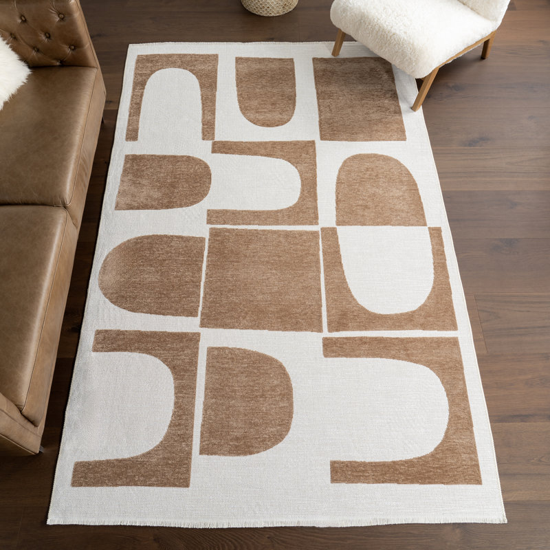 Tapis géométrique lavable à la machine Odilia, Rectangle 4 pi x 6 pi