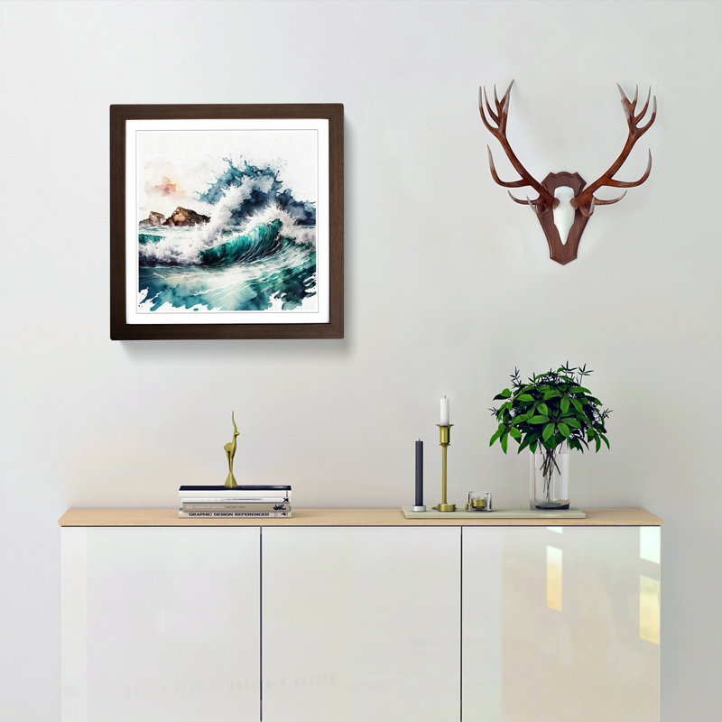 Ocean Watercolour No.1 - Framed Print, Walnut
