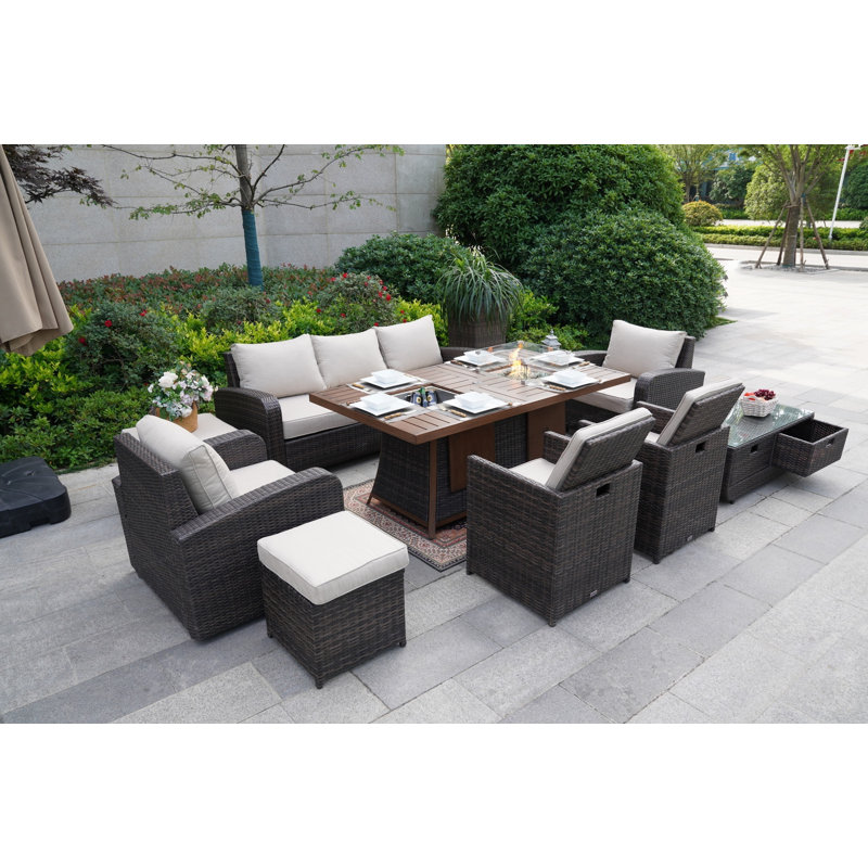 10 - Person Patio Conversation Set with Cushions