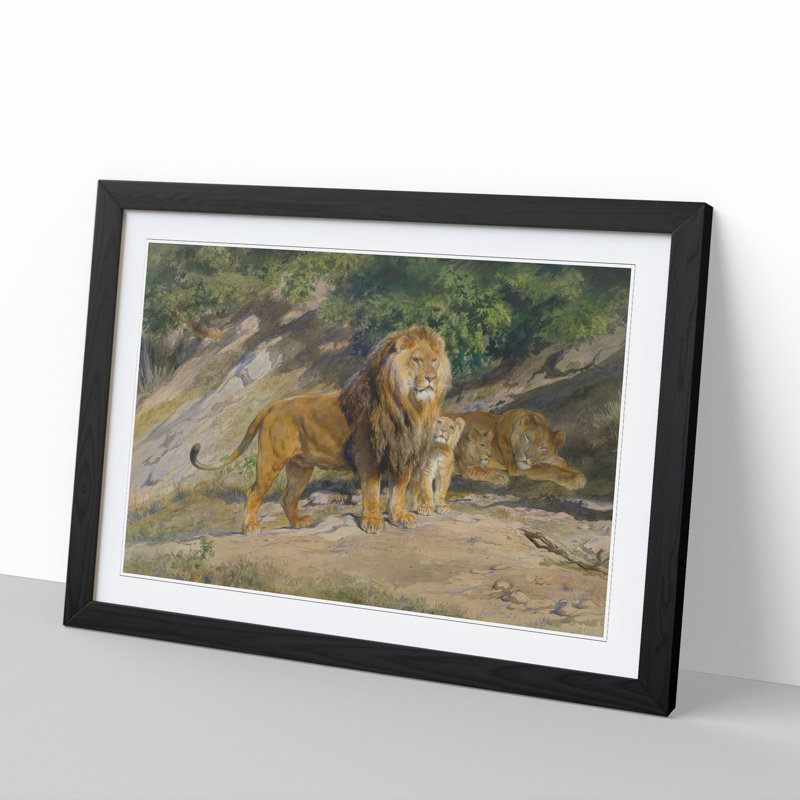 The Lion King by Rosa Bonheur - Picture Frame Painting, Black, 36cm H x 48cm W x 2cm D