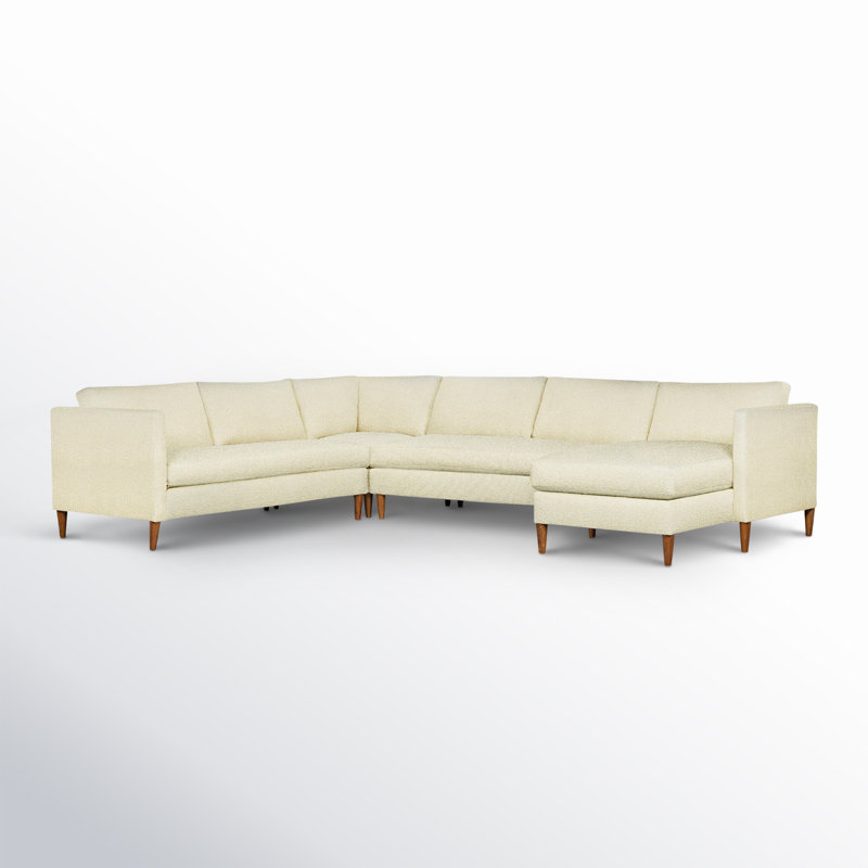 Clifford 4-Piece Upholstered Custom Sectional, Davis Pearl Performance Bouclé, Right Hand Facing