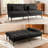 COMHOMA Convertible Futon Sofa Bed, 72″Fabric Futons Couch with Adjustable Backrest, Folding Sleeper Recliner for Living Room Furniture (Black)-1773813270