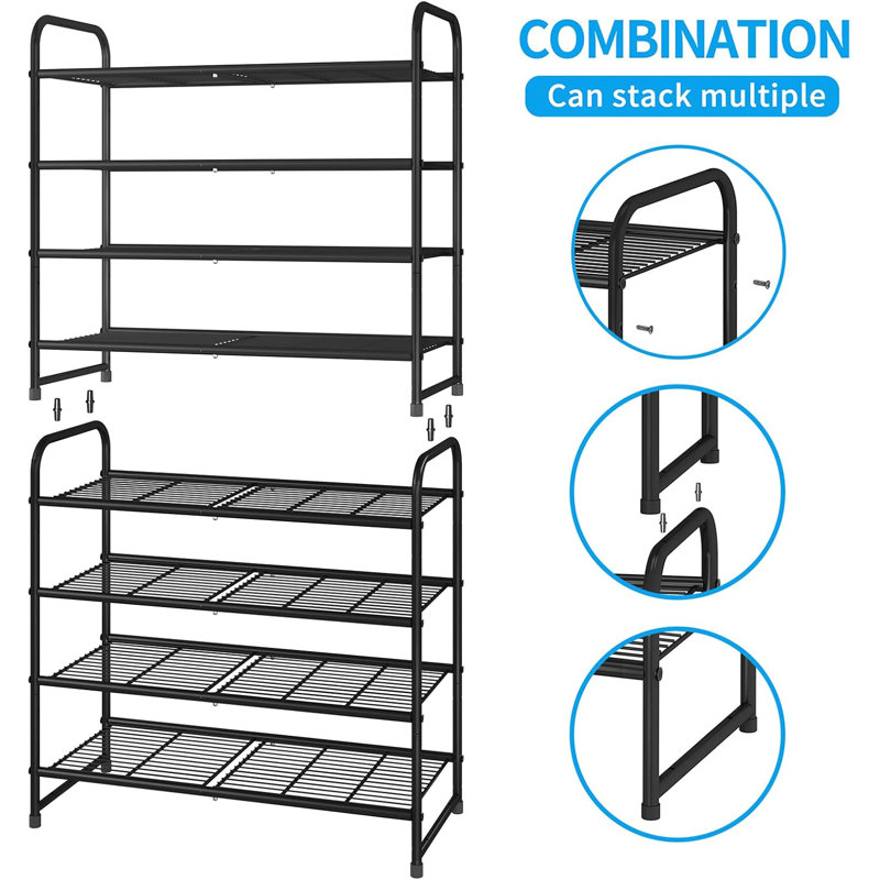 Simple Trending Stackable Shoe Rack, Black