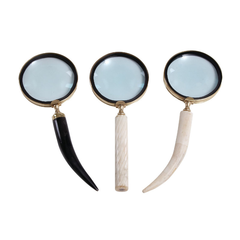 Metal Black Magnifying Glass with Bone Handles