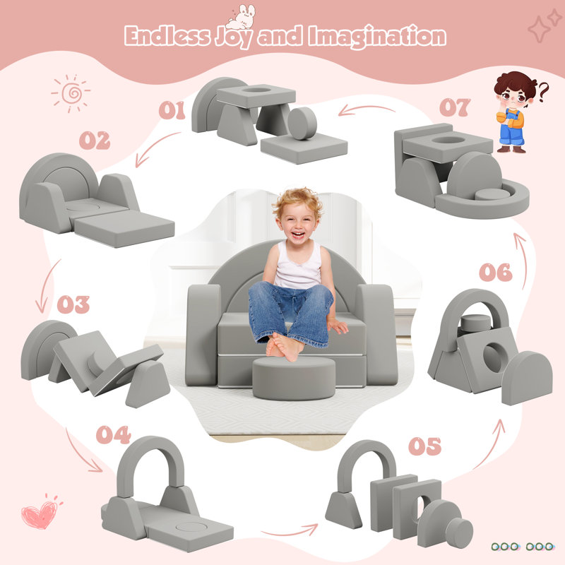 Children's Sofa / Sectional, Grey