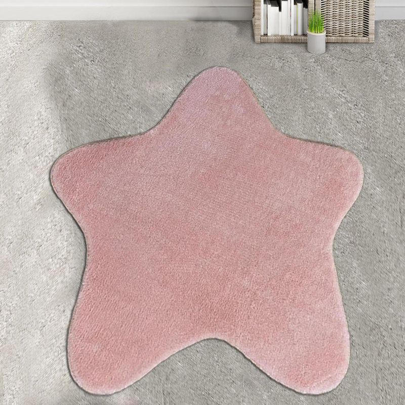 Tapis rose tissé à la machine en polyester Schult, Nouveauté 3 pi 3 po x 3 pi 3 po