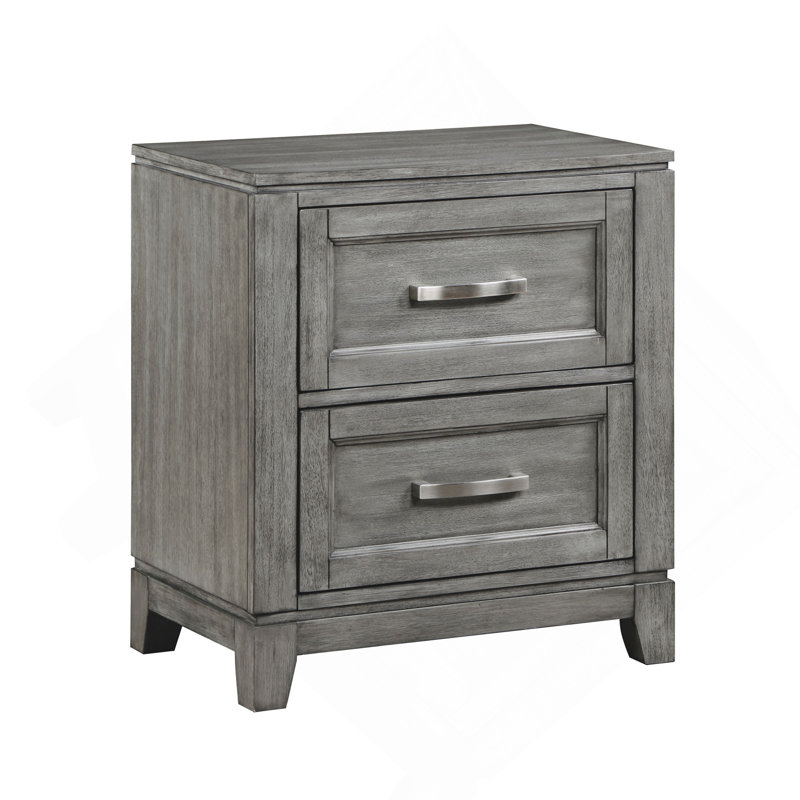 Table de chevet 2 tiroirs Garretson Farmhouse, Gris
