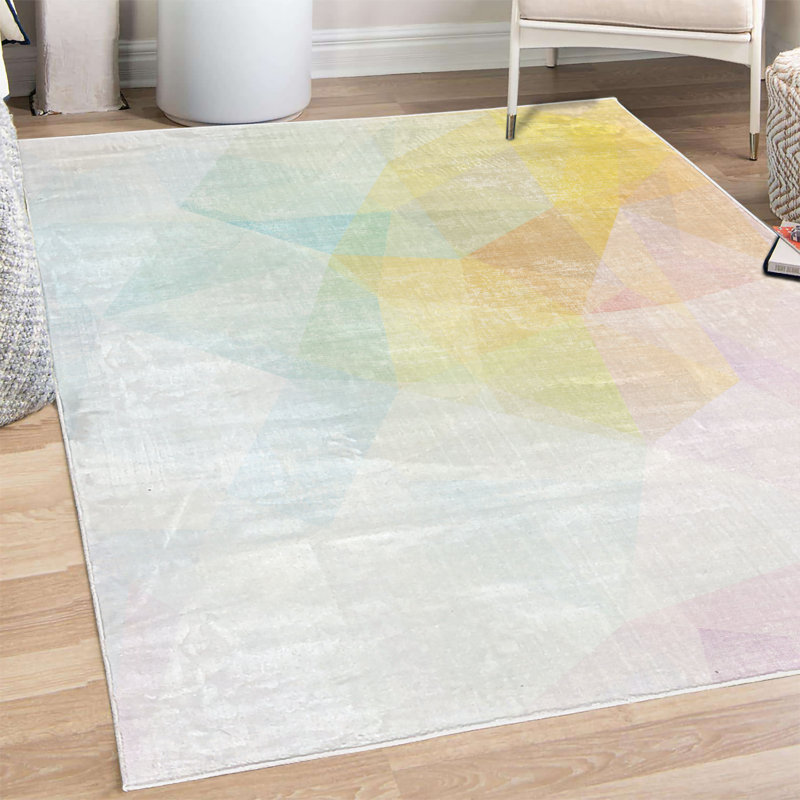 Dafayon Abstract High Density Long Fiber Poly Threads Decorative Area Rug Carpet, Rectangle 4' x 5'5"