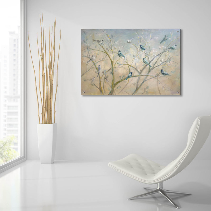 «Spring Gathering» par Danhui Nai, art mural en verre acrylique, H 24 po x l 36 po