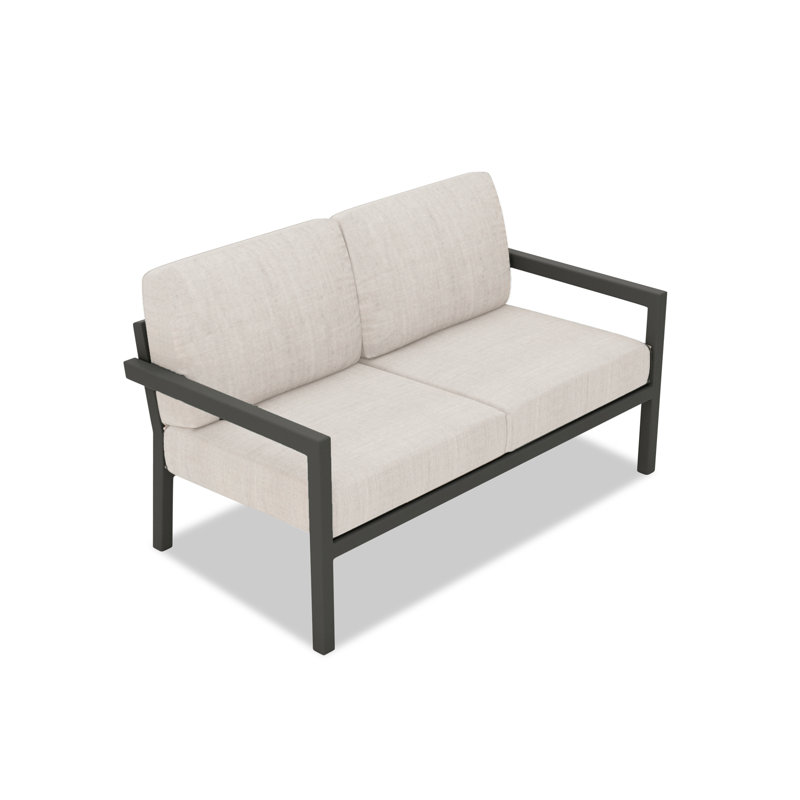 Causeuse d'extérieur de 56,25 po de large avec coussins Sunbrella® Vivant, Argent coulé Sunbrella®, Ardoise