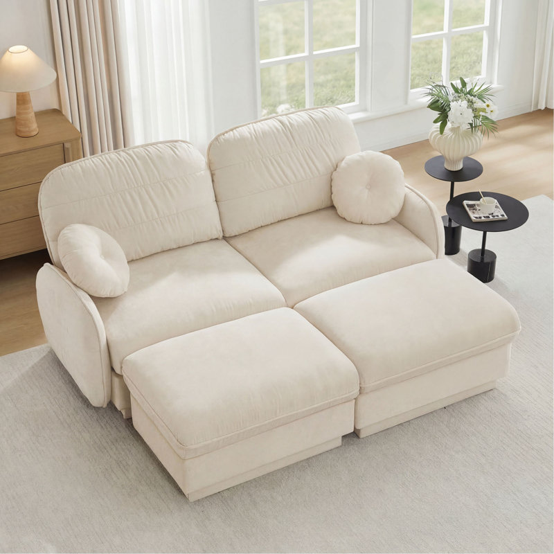 Canapé en forme de U Chenille Cloud, canapé à assise profonde avec repose-pieds amovibles, coussins ronds et coussins de dossier matelassés exquis, pieds de cadre de base encastrés, assemblage facile, convient au salon