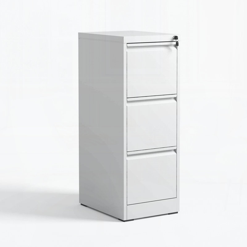 3 Drawer Metal Vertical File Cabinet with Lock Office Home Steel Vertical File Cabinet for A4 Legal/Letter Size, White