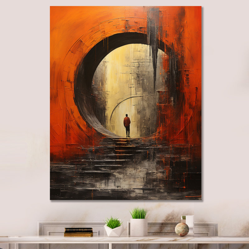 «Orange Tunnel Whispering Echoes Mixed II», reproduction sur toile, H 32 po x l 16 po x P 1 po, Toile tendue