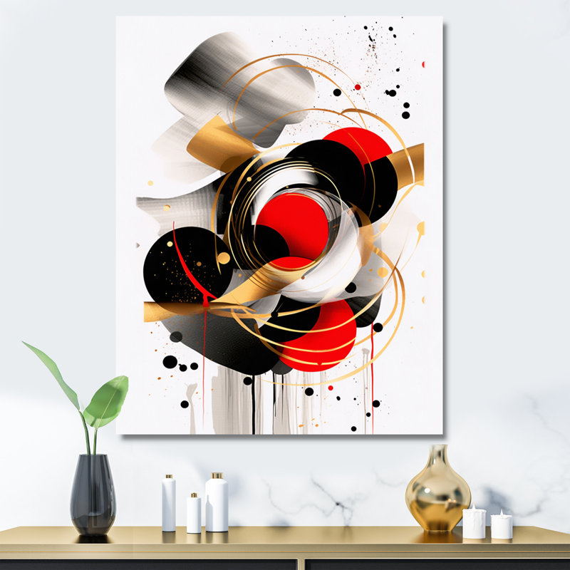 Symphonie abstraite rouge et noire IV, H 20 po x l 12 po x P 1 po, Toile tendue