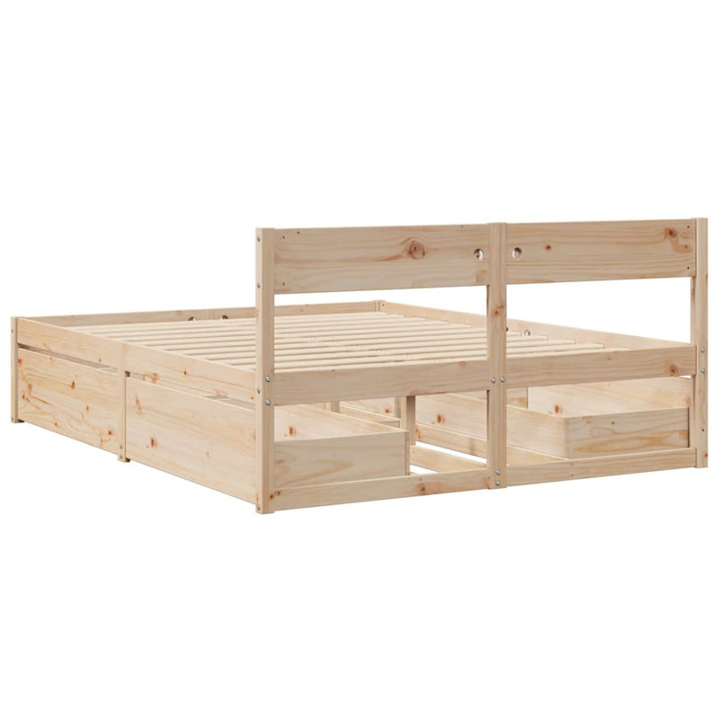 Losurdo Solid Wood Bed, EU Double - 140 x 200 cm, Brown