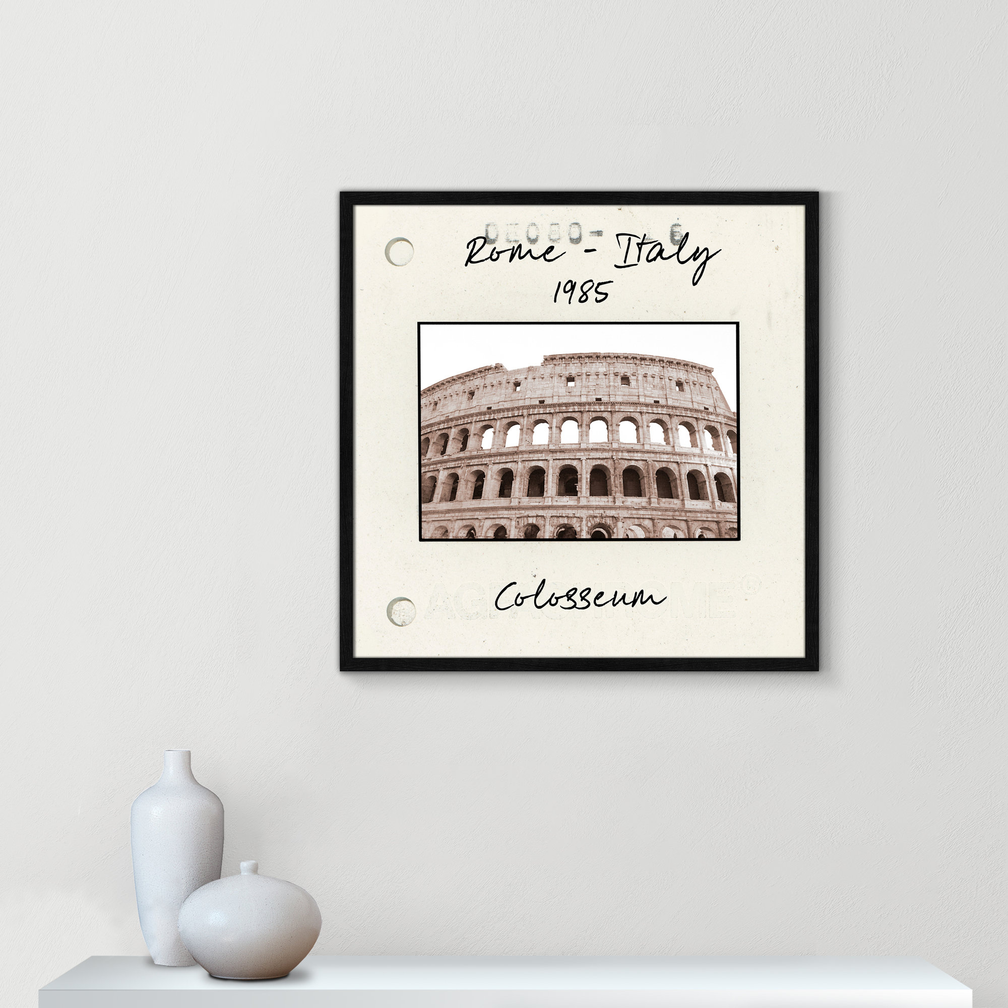 Rome, Italy - Colosseum Print by Natalie Carpentieri, 27.5" H x 27.5" W x 0.75" D, Black Single Picture Framed Paper