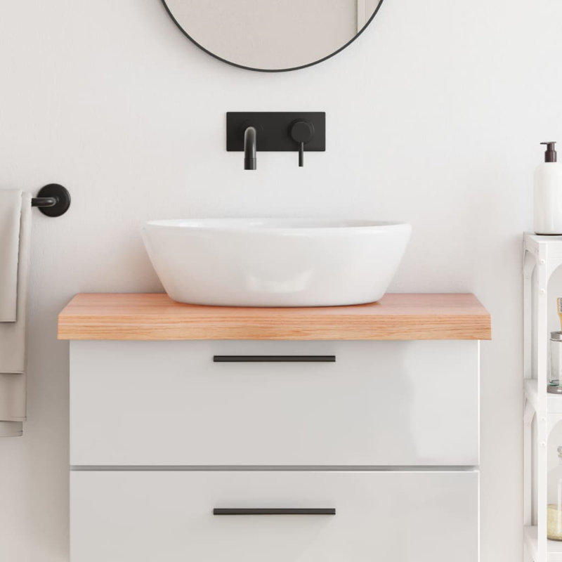 Bois massif traité avec meuble-lavabo vidaXL, Brun clair