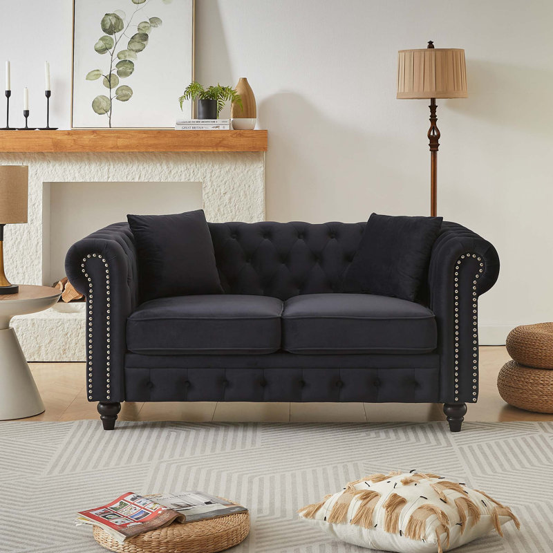 Canapé Chesterfield moderne en velours capitonné