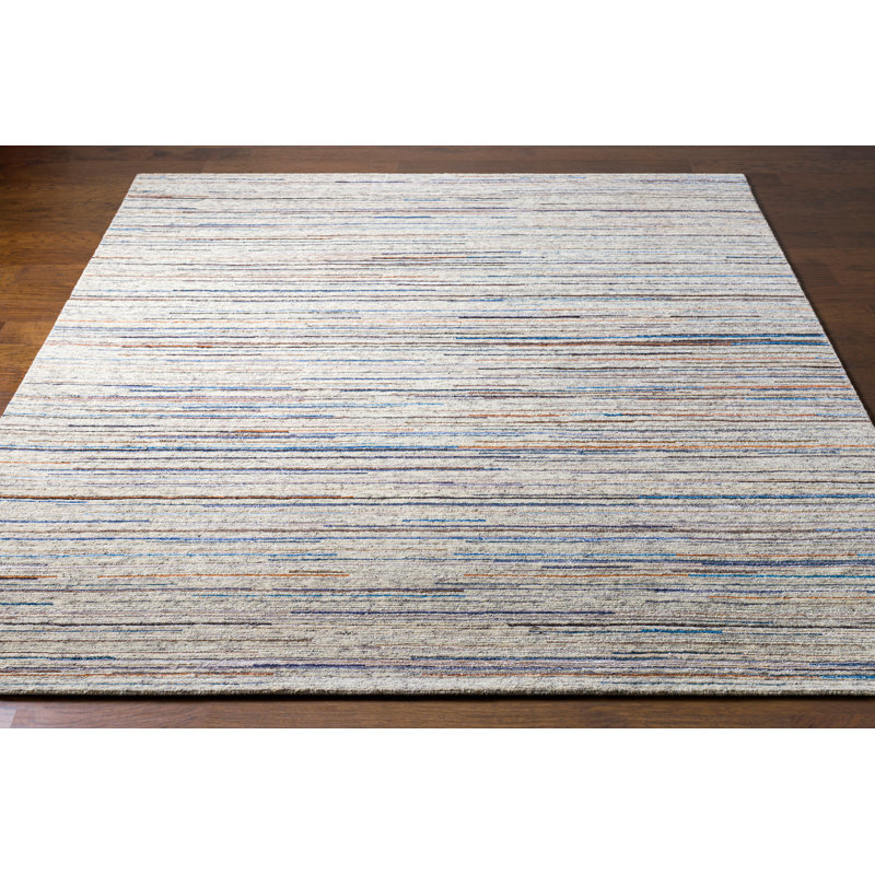 Berriman Hand Knotted Striped Indoor Rug, Rectangle 6' x 9'