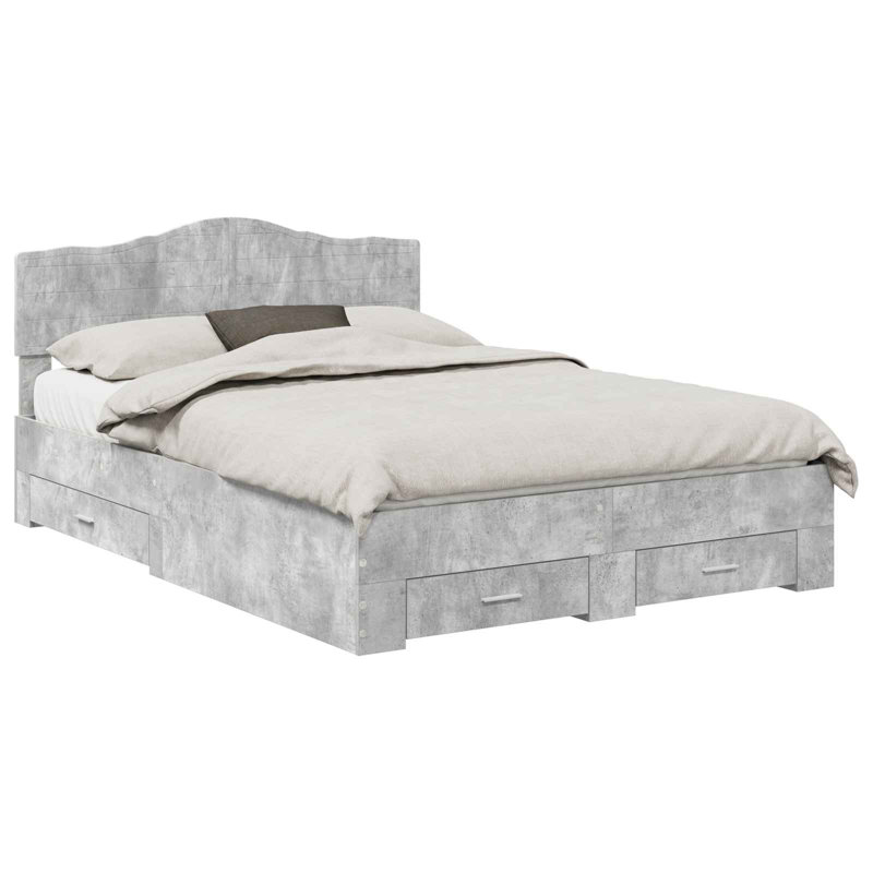 Bed Frame, European Double (140 x 200 cm), Concrete Grey