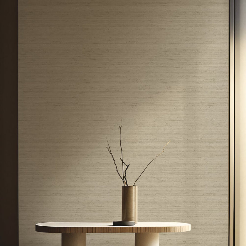 Synergy Slub Silk Design Wallpaper Roll, Beige