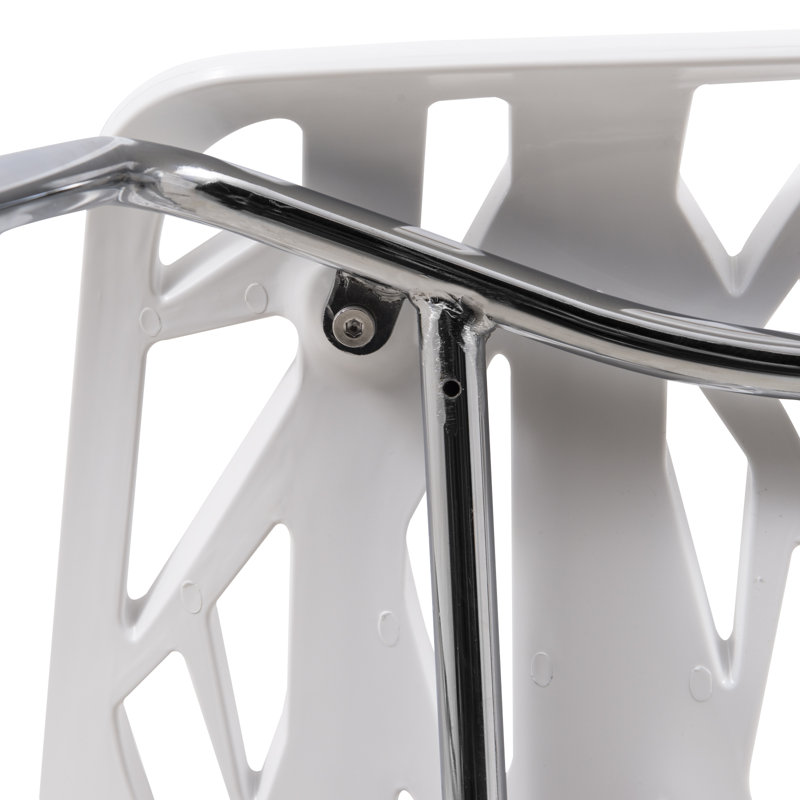 Asbury Stackable Dining Chair with Floral Cutout Back and Stainless Steel Legs – Modern Metal Side Chair for Kitchen, Dining Room, or Restaurant