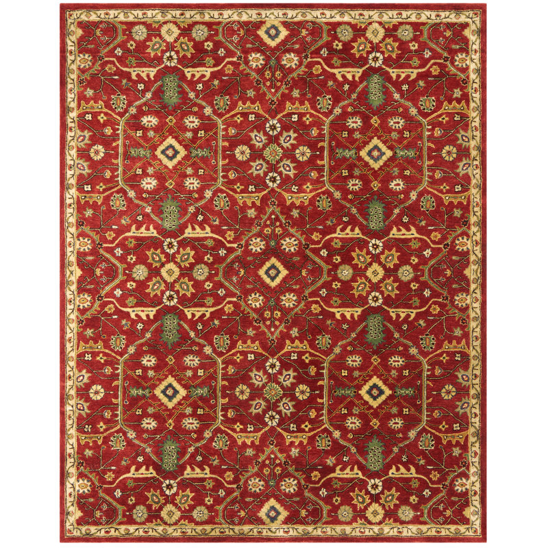 Wool Oriental Area Rug in Rust/Black/Beige/Brown/White/Green/Gray, Rectangle 3'6" x 5'6"