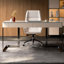 Bureau rectangulaire gris / argenté + bois massif + bois manufacturé + acier inoxydable avec 2 tiroirs-108994819