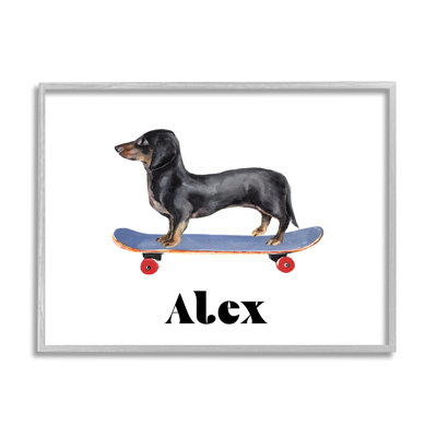 «Dachshund Dog Skateboarding cmw-032», art mural personnalisé