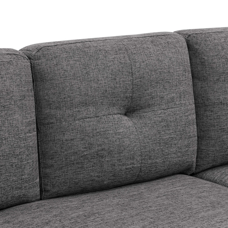 Upholstered L-Shaped Sectional Right Hand Facing, Solid Gray Polyester
