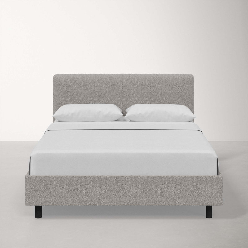 Adrien Upholstered Platform Bed, Twin, Modern Pepper Tweed