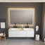 Miroir de salle de bain 60 po x 48 po à DEL avec façade et rétroéclairage, miroir de meuble-lavabo mural avec cadre en aluminium, antibuée, mémoire, 3 couleurs, gradation continue-865201574-865201579