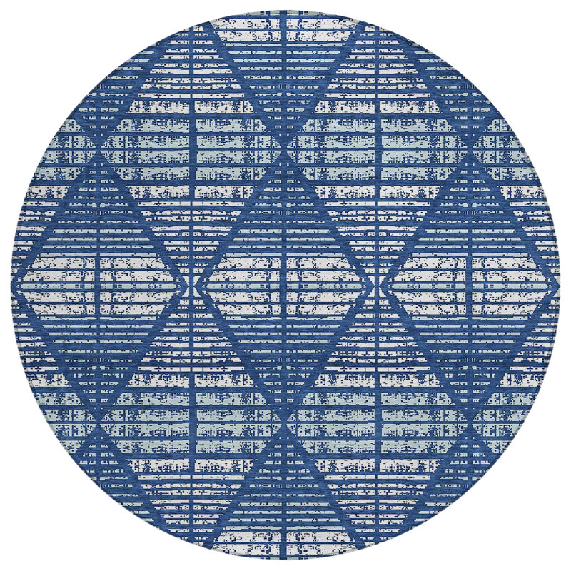 Machine Washable Indoor/Outdoor Chantille ACN2672 Geometric Rug, Baltic, 8' Round