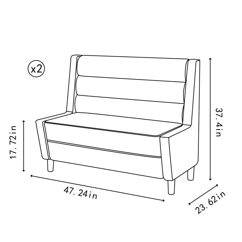 Ensemble de 2 bancs rembourrés en similicuir vert