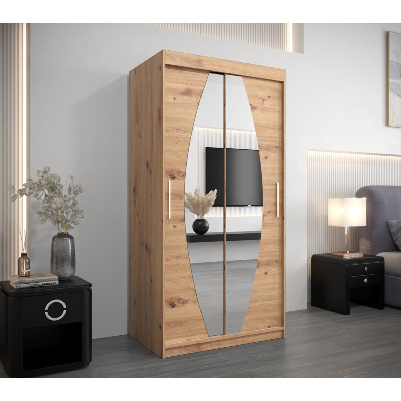 Broumov 2 Door Manufactured Wood Wardrobe, Oak Artisan