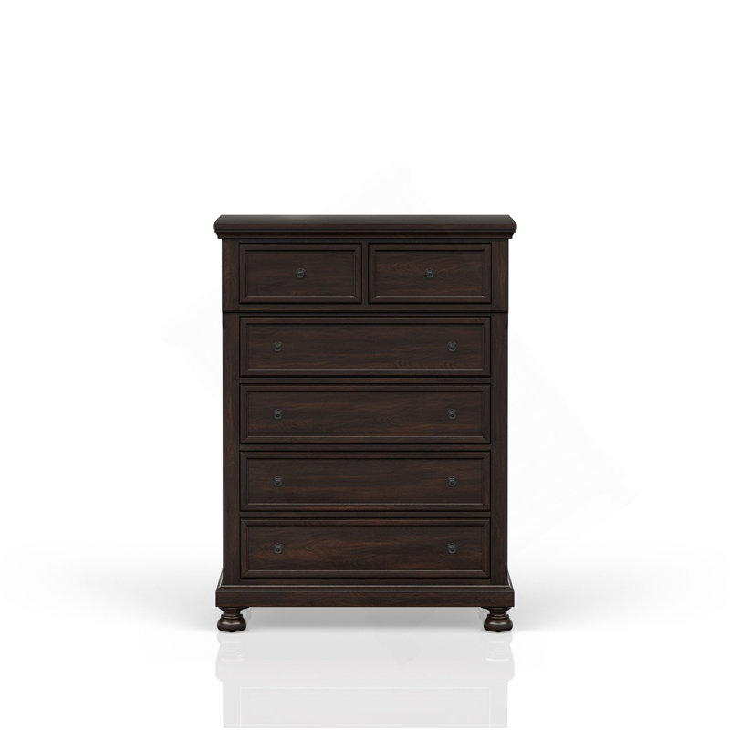 Commode 5 tiroirs cerisier foncé