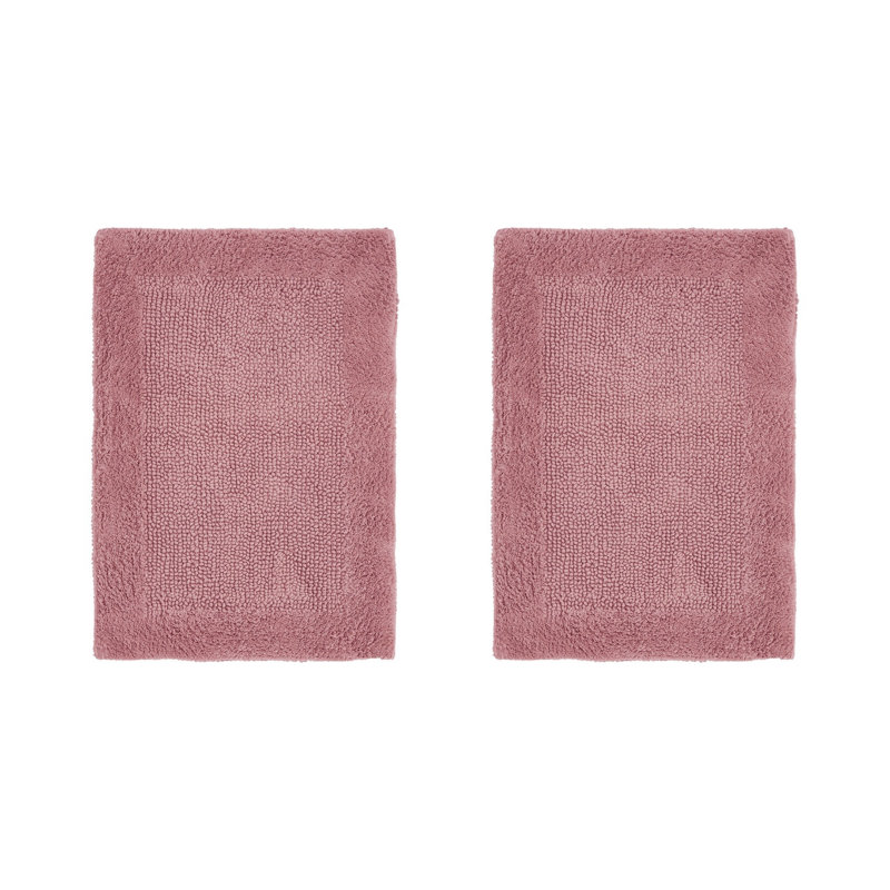 Ensemble de tapis pour salle de bain 2 pièces touffeté et réversible Moriceau 100% coton 2370 g / m² - ultra doux, très absorbant, lavable à la machine, certifié OEKO-TEX, idéal pour les baignoires, les meubles-lavabos et les éviers, rose
