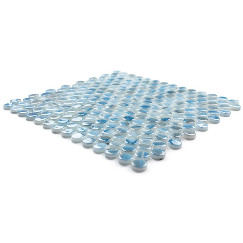 Eterna Penny 12"x12" Recycled Glass Mosaic Tile, Deep Blue
