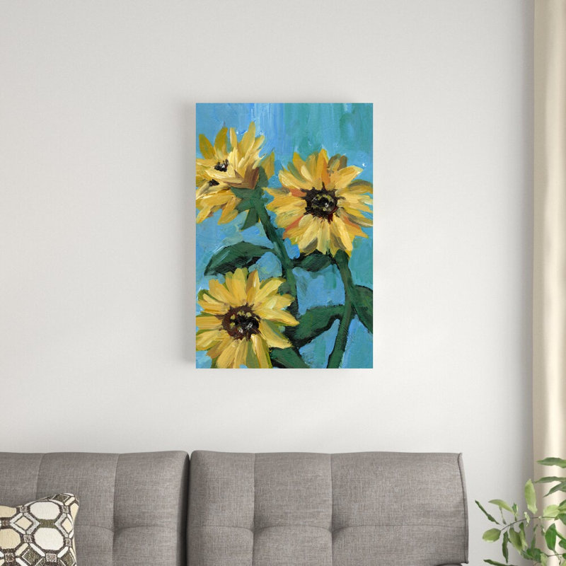 Fleurs jaunes - reproduction d'art sur toile tendue, H 30 po x l 20 po