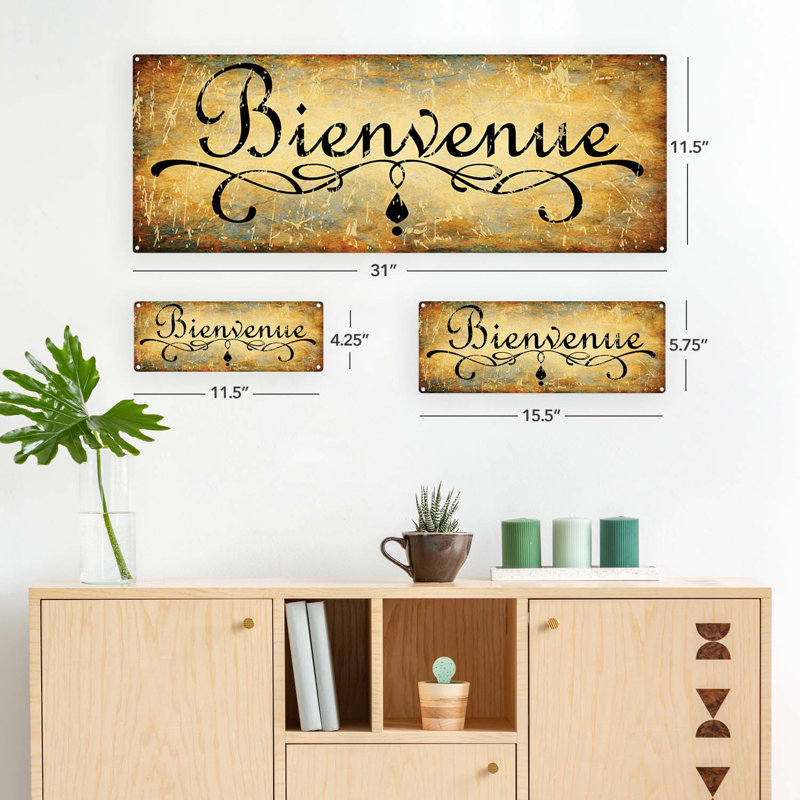 "Enseigne en métal patiné", H 5,75 po x l 15,5 po