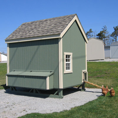 6' W X 8' D Colonial Gable Chicken Coop -  Little Cottage Co., 6x8 CGCC-WPNK