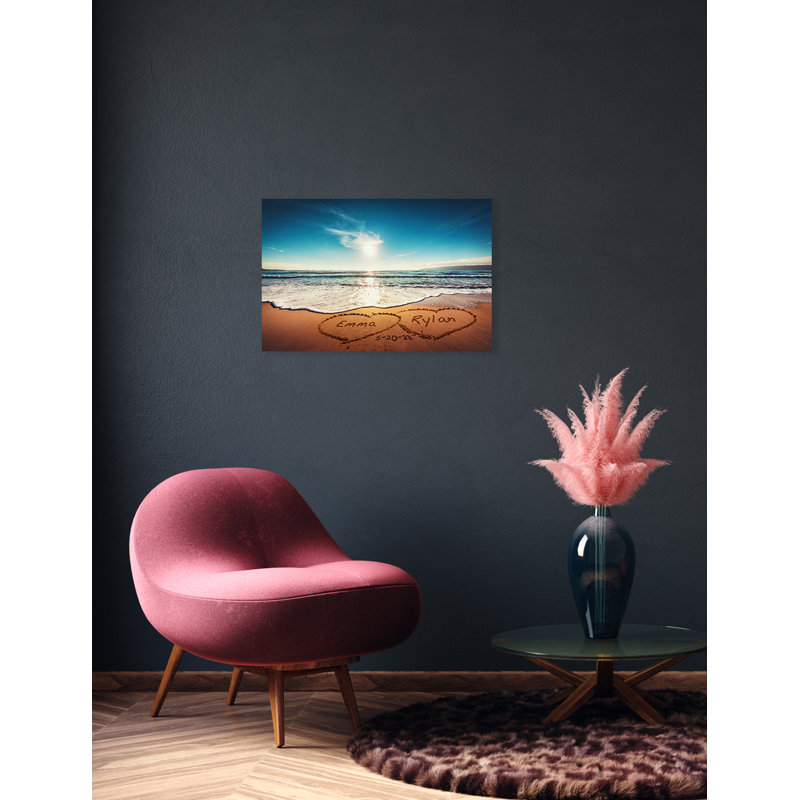 Cœur dans le cœur, œuvre d'art personnalisée avec noms et date, cadeau personnalisé pour anniversaire, mariage, anniversaire, fêtes