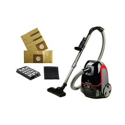 OVENTE Canister Upright Vacuum Cleaner with 1400W Powerful Suction, Telescoping Wand and Automatic Cord Rewind, Lightweight Cleaning Machine for Hard Floors and Carpets, Black ST1600B + ACPST16041