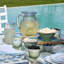 Assiettes plates en mélamine French Blue Bamboo Touch (lot de 4), 28 cm de hauteur, bord en bambou, incassables et compatibles lave-vaisselle.