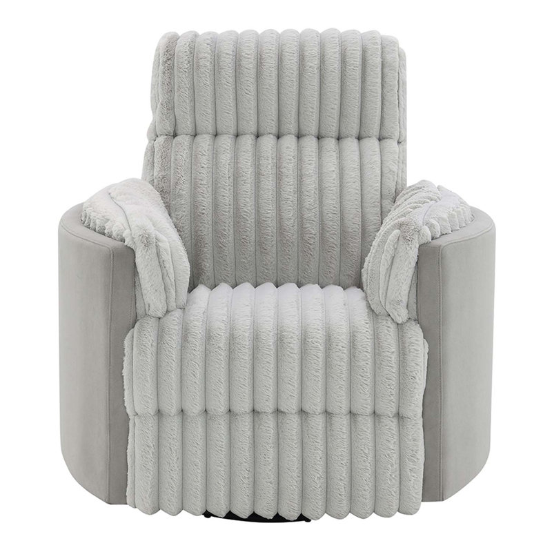 Emee Glider Recliner w/Swivel, Gray Corduroy, Gray Corduroy