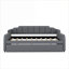 Lit de jour double tapissier pour lit double avec couchette coulissante réglable et charge USB en pin massif gris froid