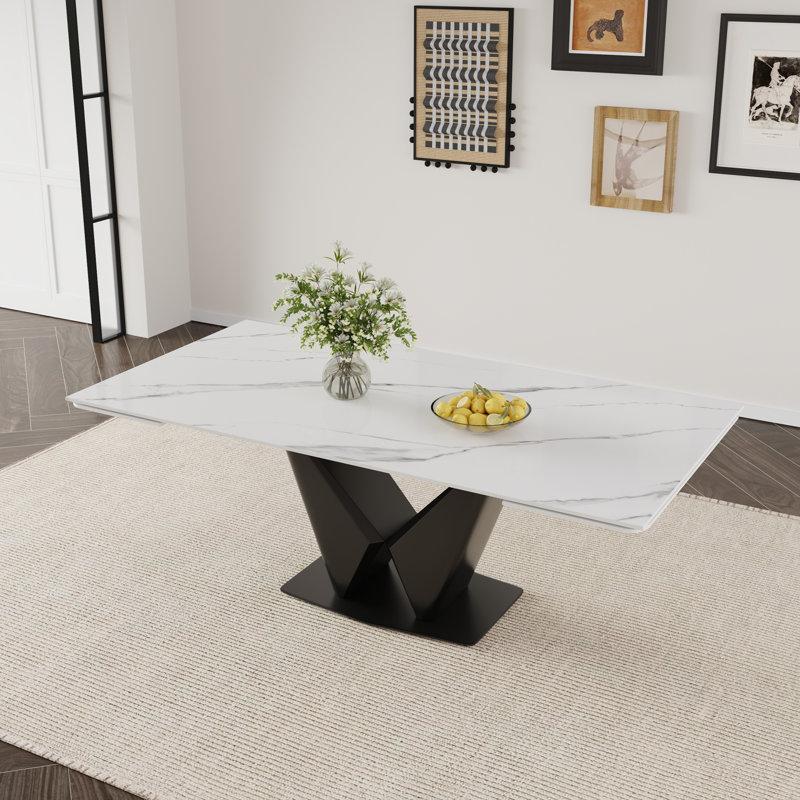Table de salle à manger moderne blanche et noire