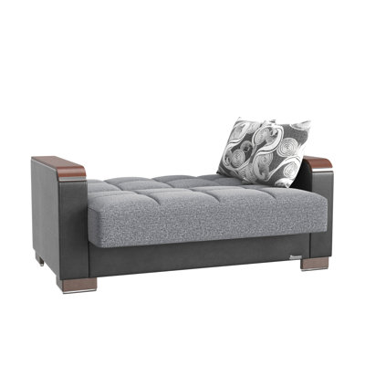 Grey/black Microfiber With Wood Trim And Storage, X Collection For A Practical Guest Room Setup Convertible Upholstery, Trimmed An Elegant Office Space